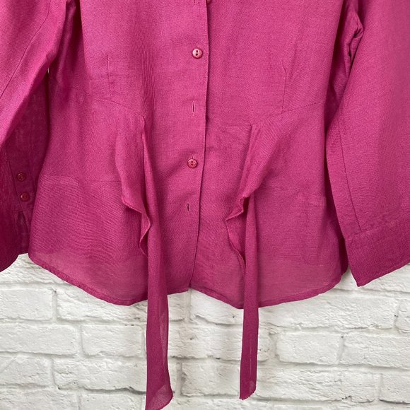 Nic & Zoe Fuschia Pink Linen Blouse - Picture 2 of 5